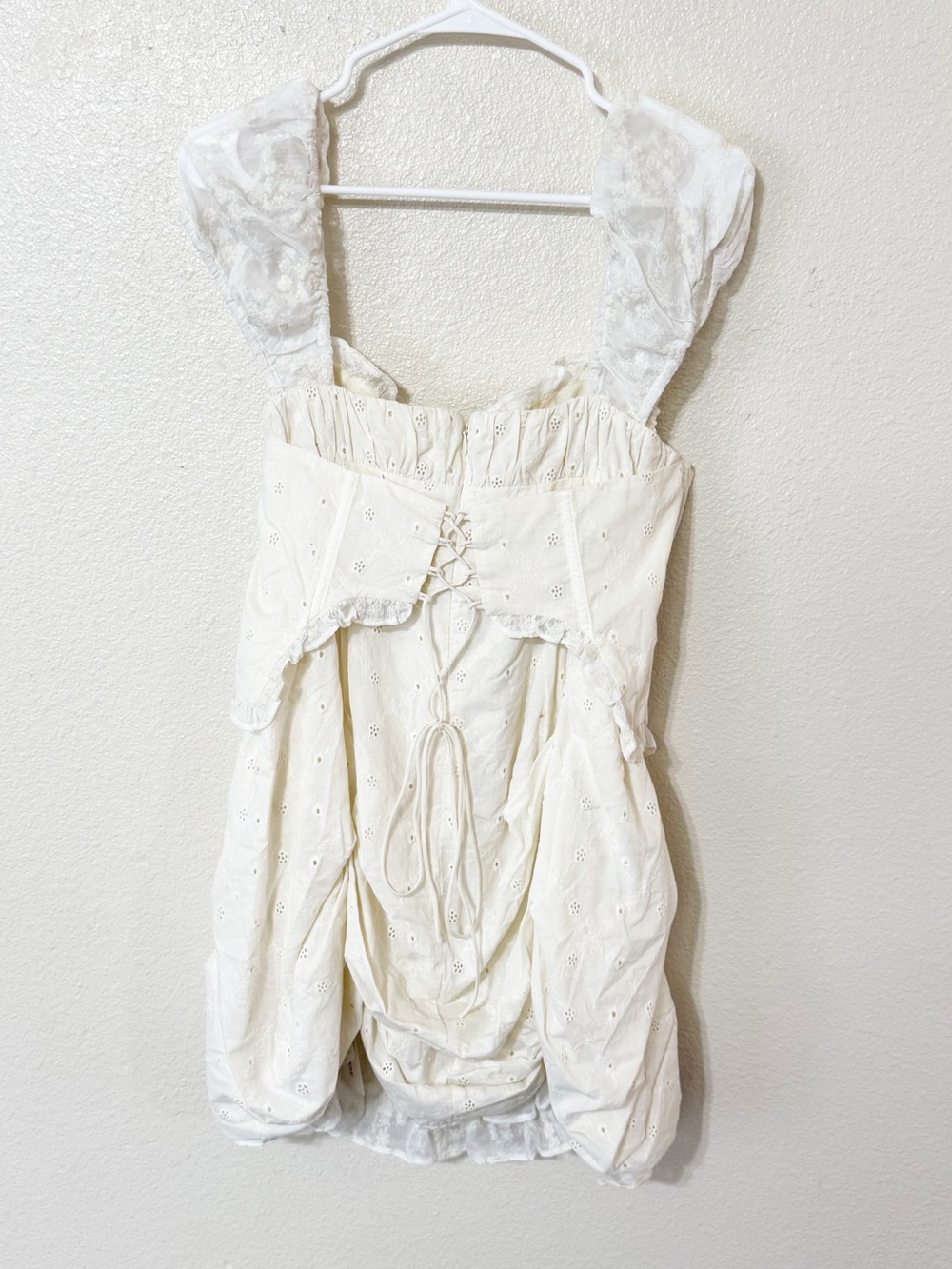 For Love & Lemons Morgan Corset Under Bust Puff Sleeve Mini Dress NEW Size large - Picture 6 of 10